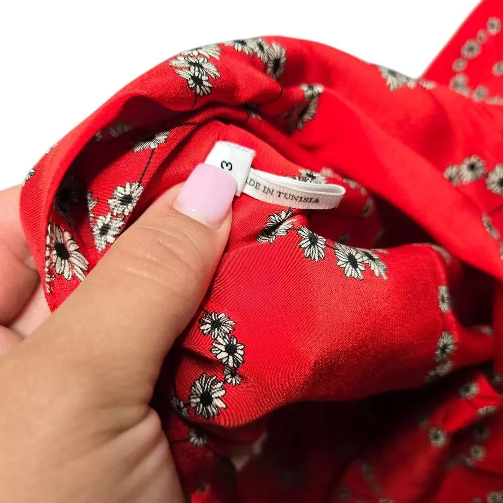 Sandro Paris Cyrielle Blouse in Red Print Silk‎ Size: 3